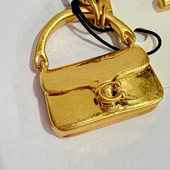 COACH New Mini Tabby Handbag Charm Chain Link Toggle Bracelet Brass - Picture 3 of 7